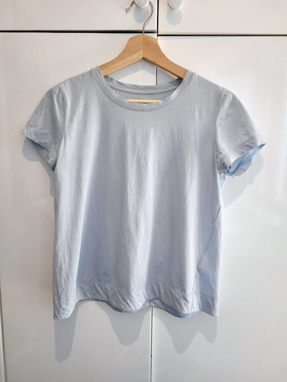 Lafayette 148 Bew York 100% Cotton Crew Neck T-Shirt Sky Blue Size S